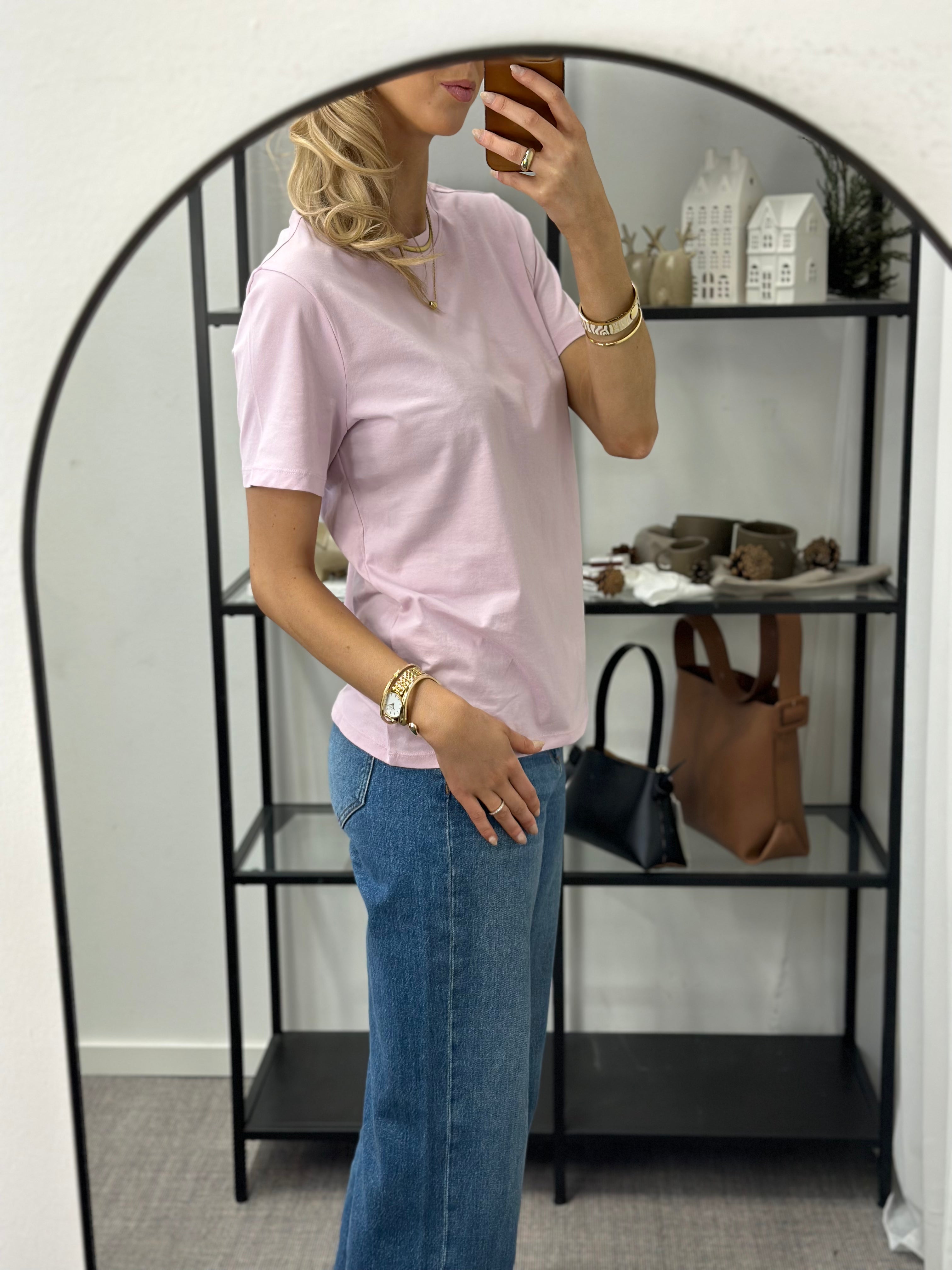 PIECES - RIA SOLID TEE - PINK-A-BOO