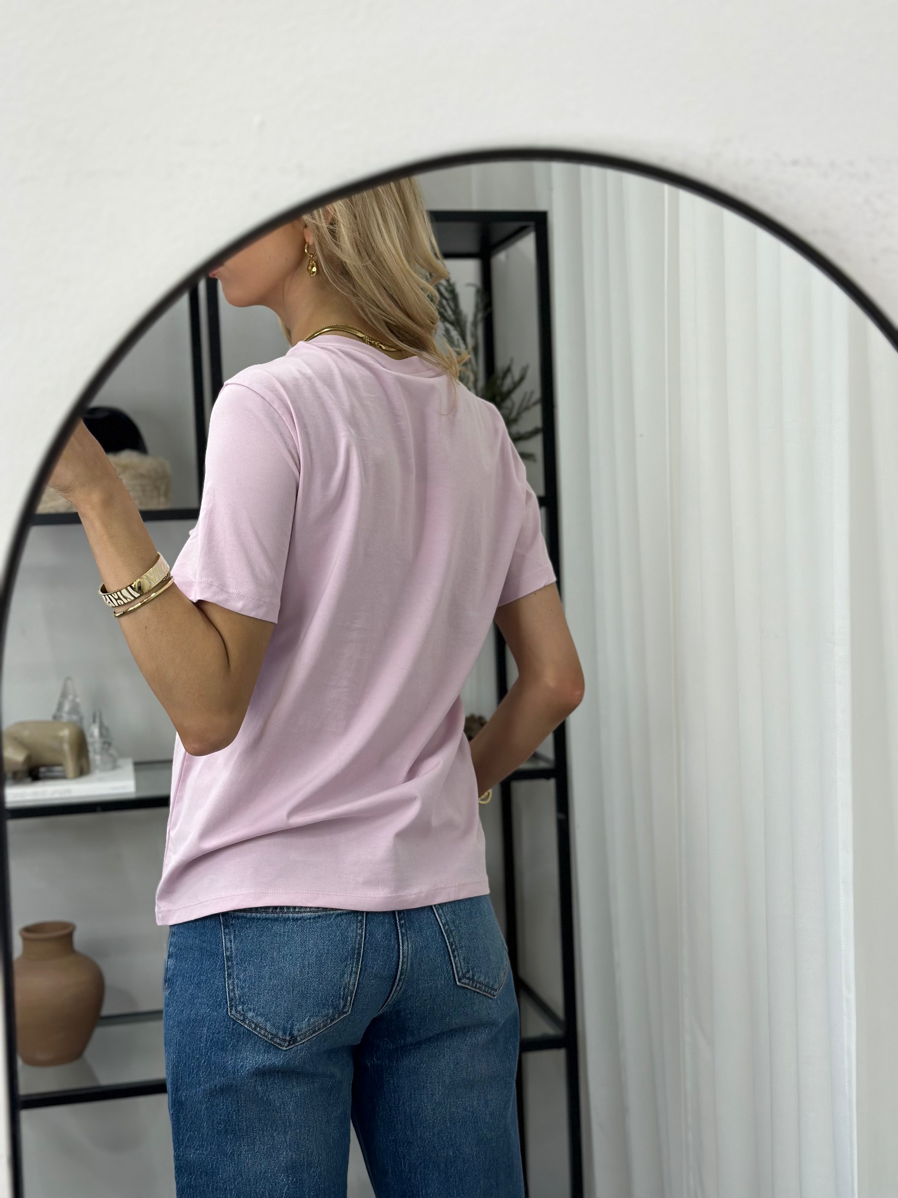 PIECES - RIA SOLID TEE - PINK-A-BOO