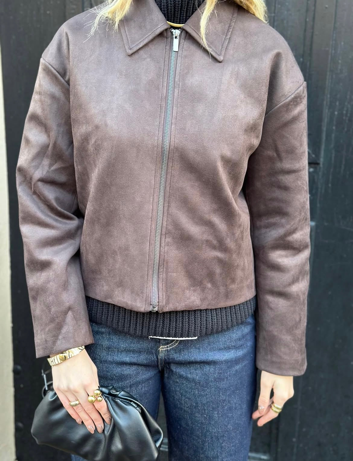 VEROMODA - HAZEL LS FAUX SUEDE JACKET - CHOCOLATE TORTE