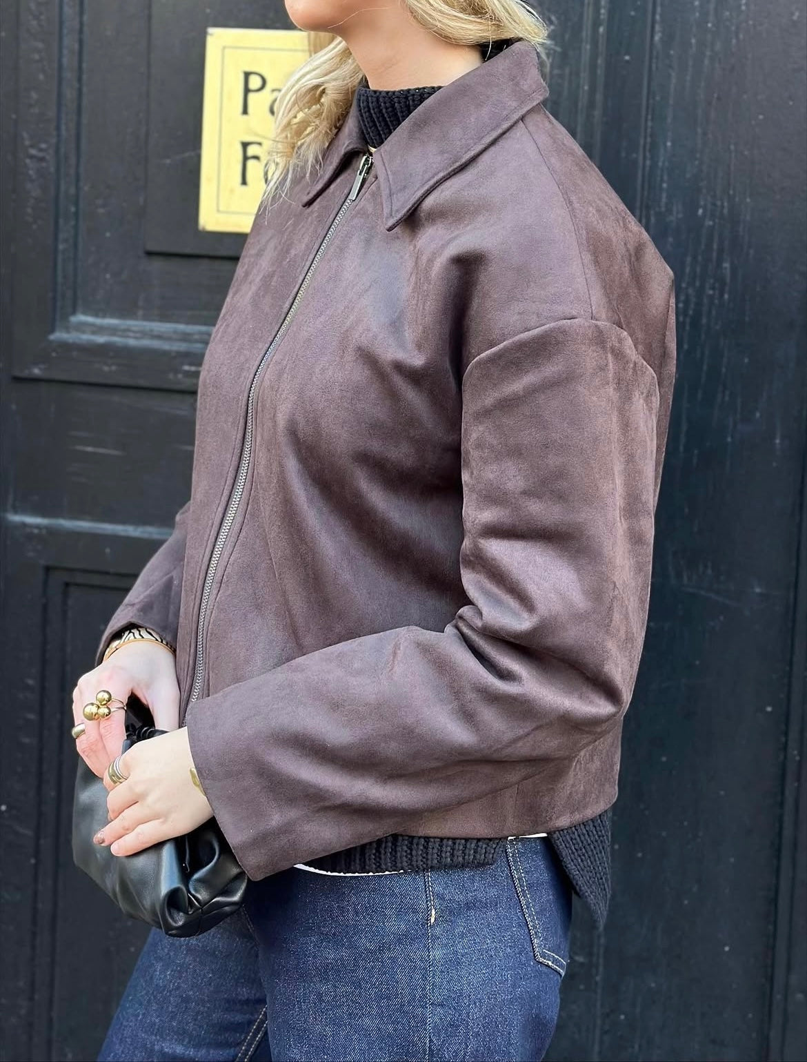 VEROMODA - HAZEL LS FAUX SUEDE JACKET - CHOCOLATE TORTE