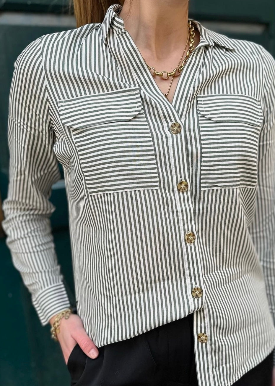 VERO MODA - BUMPY LS SHIRT NEW - LAUREL WREATH/ SNOW WHITE