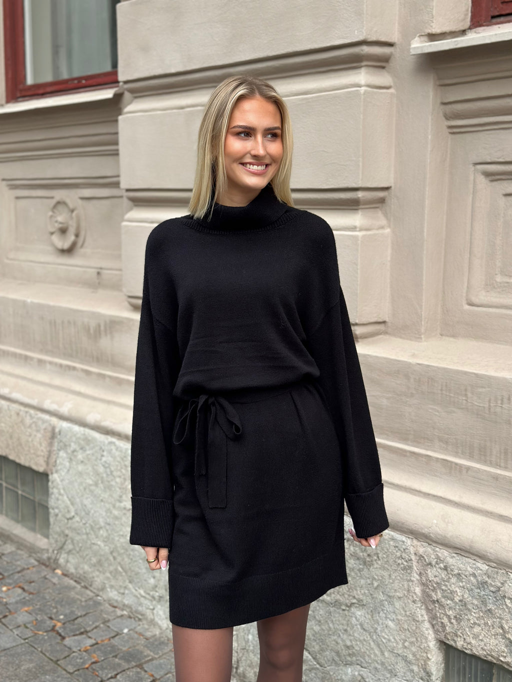ONLY - PRINCESS LS ROLL-NECK DRESS KNIT - BLACK