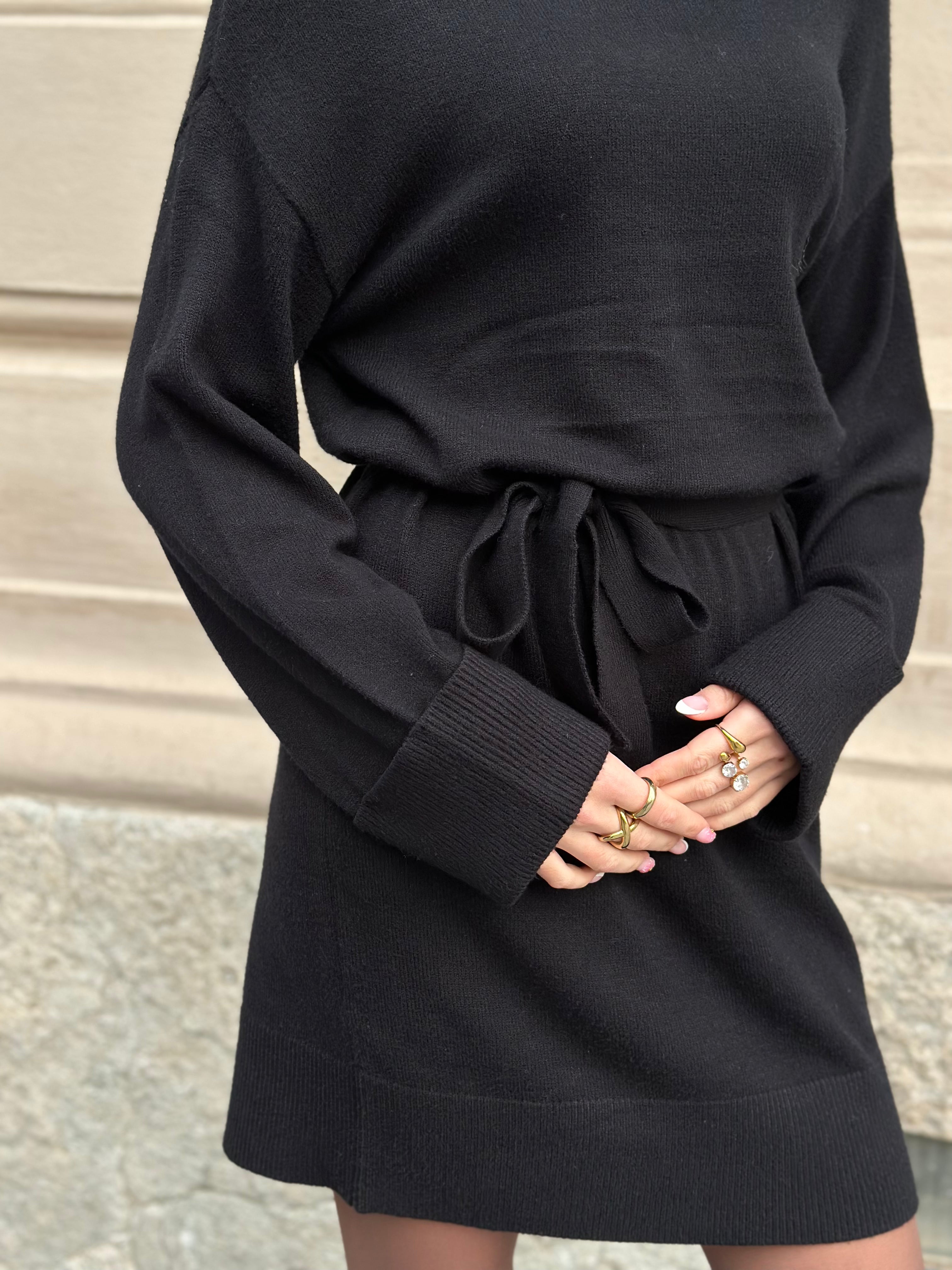 ONLY - PRINCESS LS ROLL-NECK DRESS KNIT - BLACK