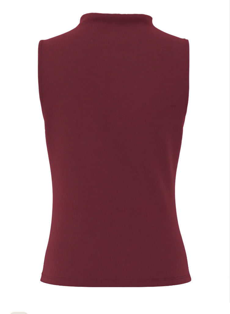 PIECES - MADISON SL DRAPED TOP - TAWNY PORT