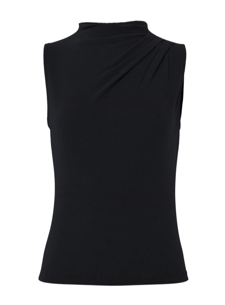 PIECES - MADISON SL DRAPED TOP - BLACK