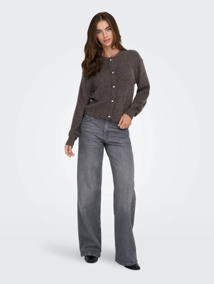 JDY - LUMI LIFE L/S BUTTON CARDIGAN - BRACKEN/MELANGE