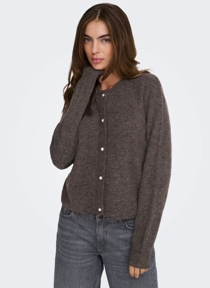 JDY - LUMI LIFE L/S BUTTON CARDIGAN - BRACKEN/MELANGE