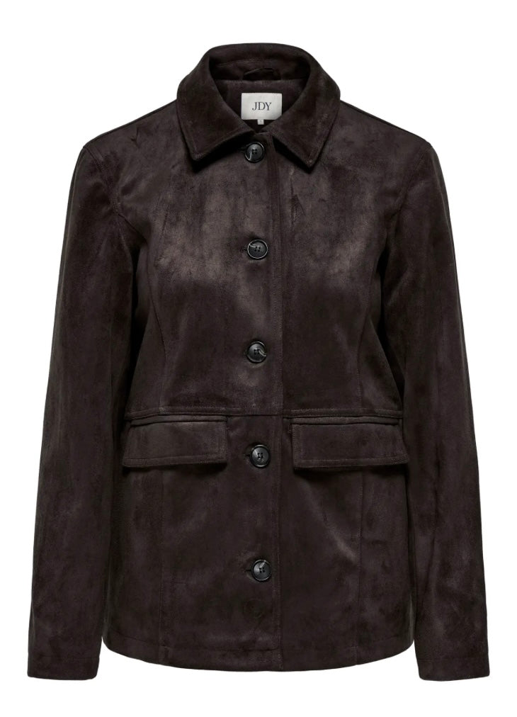 JDY - PARKER FAUX SUEDE JACKET - CHOCOLATE TORTE