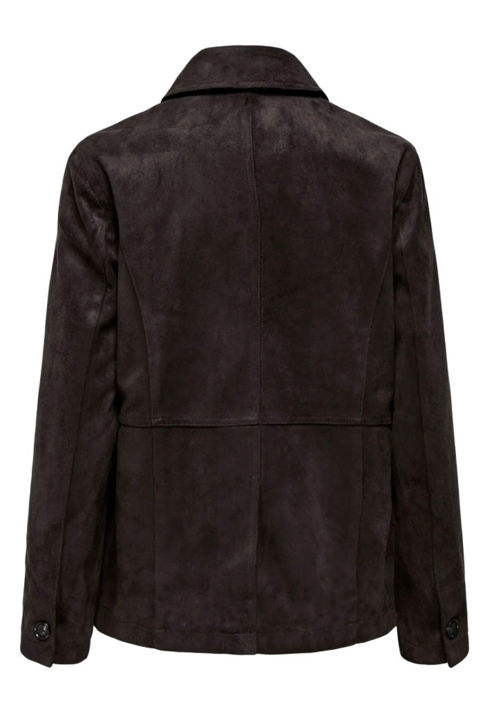 JDY - PARKER FAUX SUEDE JACKET - CHOCOLATE TORTE