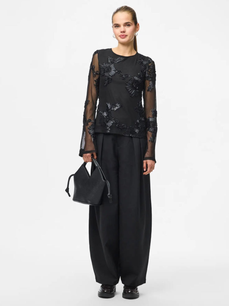 PIECES - OFFIA LS BOATMECK TOP - BLACK