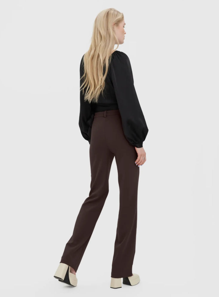 VEROMODA - ZAMIRA HW SLIM STRAIGHT PANT - CHOCOLATE TORTE