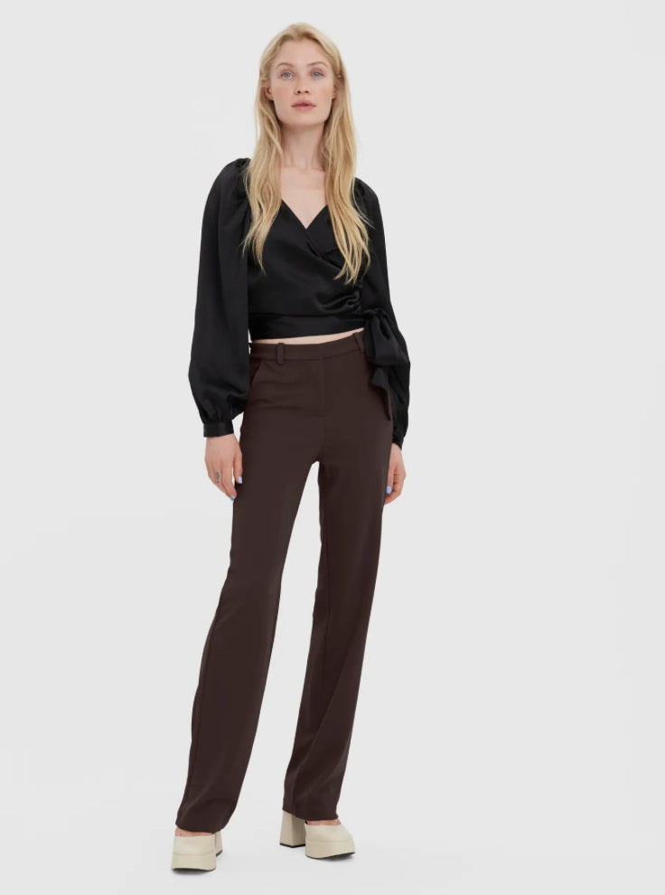 VEROMODA - ZAMIRA HW SLIM STRAIGHT PANT - CHOCOLATE TORTE
