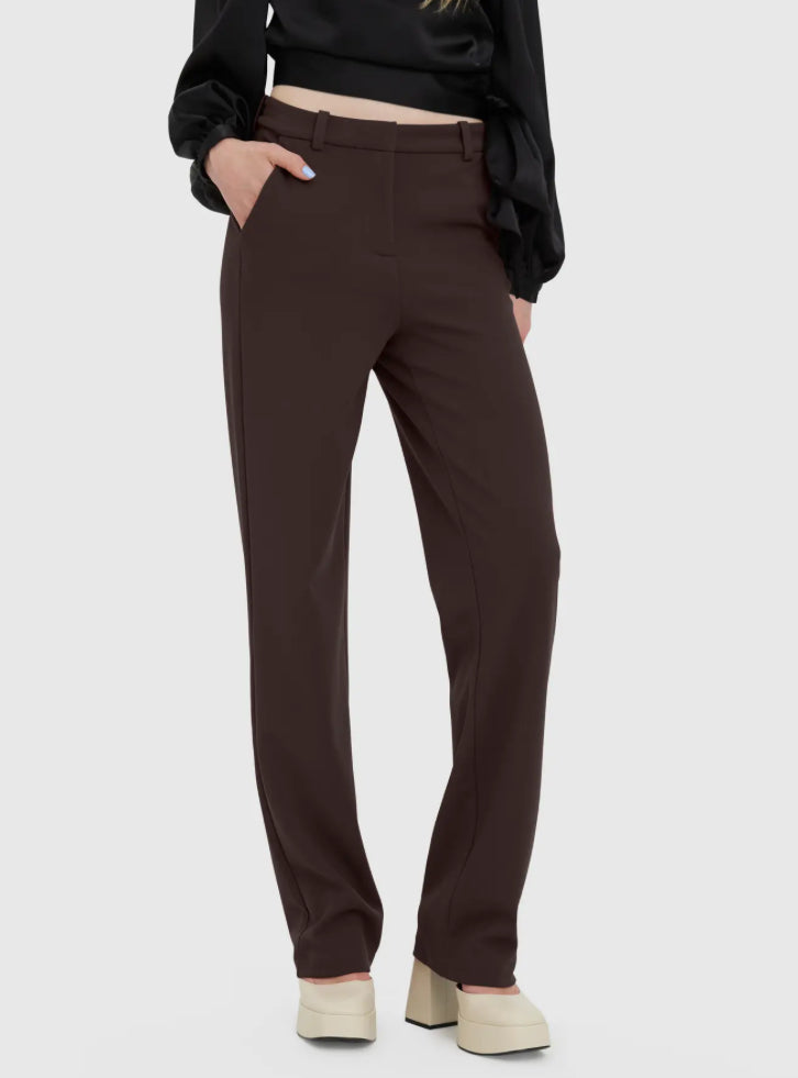 VEROMODA - ZAMIRA HW SLIM STRAIGHT PANT - CHOCOLATE TORTE