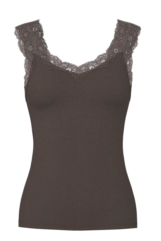 PIECES - BARBERA LACE TOP - HOT FUDGE
