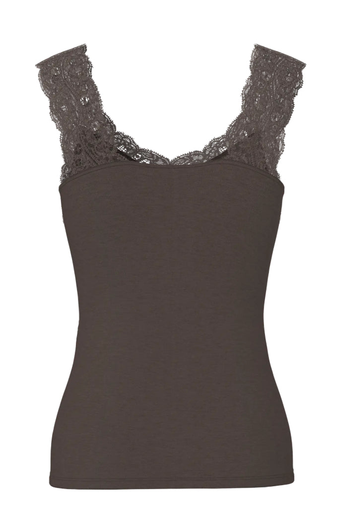 PIECES - BARBERA LACE TOP - HOT FUDGE