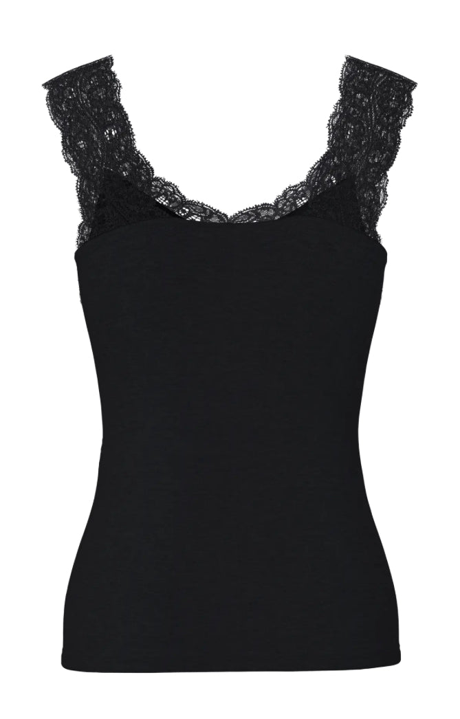 PIECES - BARBERA LACE TOP - BLACK