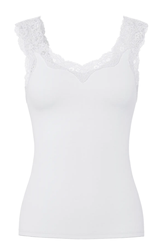 PIECES - BARBERA LACE TOP - BRIGHT WHITE