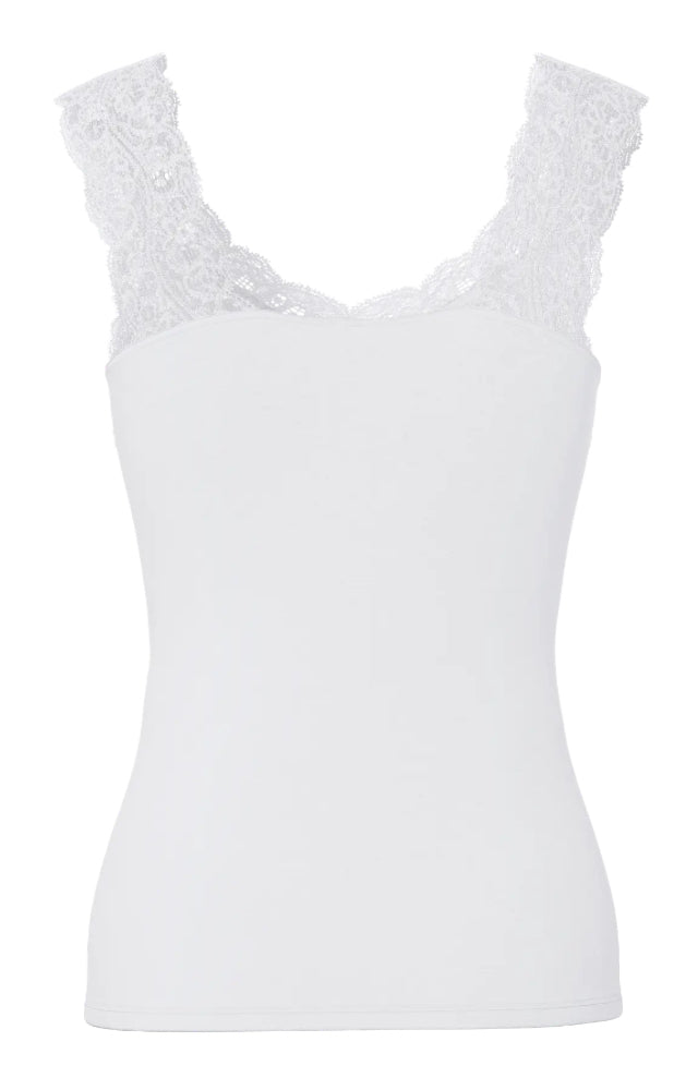 PIECES - BARBERA LACE TOP - BRIGHT WHITE