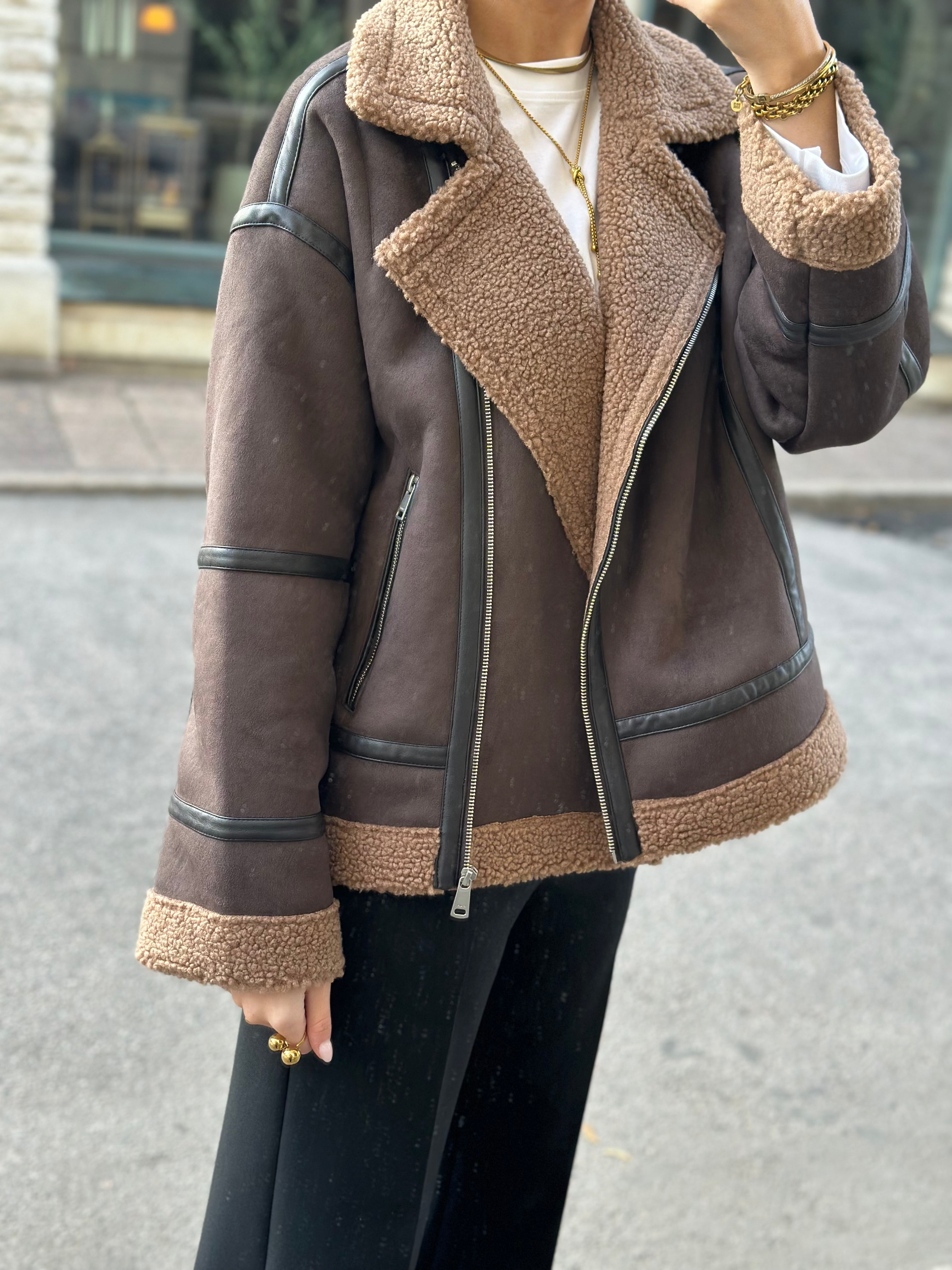 ONLY - KENDRA BOND OVERSIZED JACKET - CHOCOLATE TORTE/COCOA CRÉME
