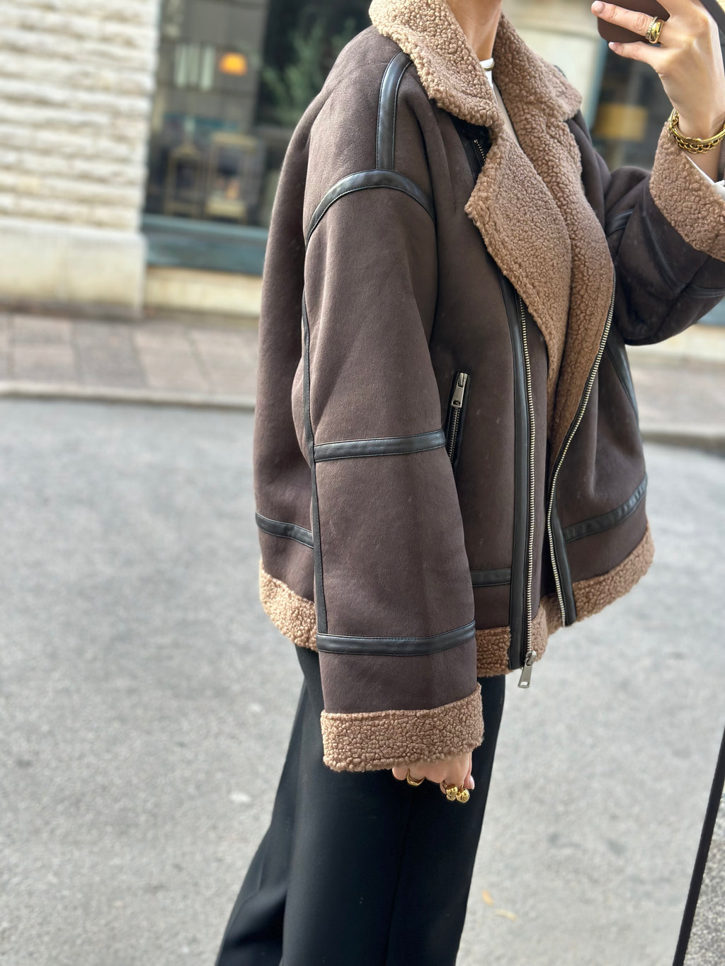 ONLY - KENDRA BOND OVERSIZED JACKET - CHOCOLATE TORTE/COCOA CRÉME