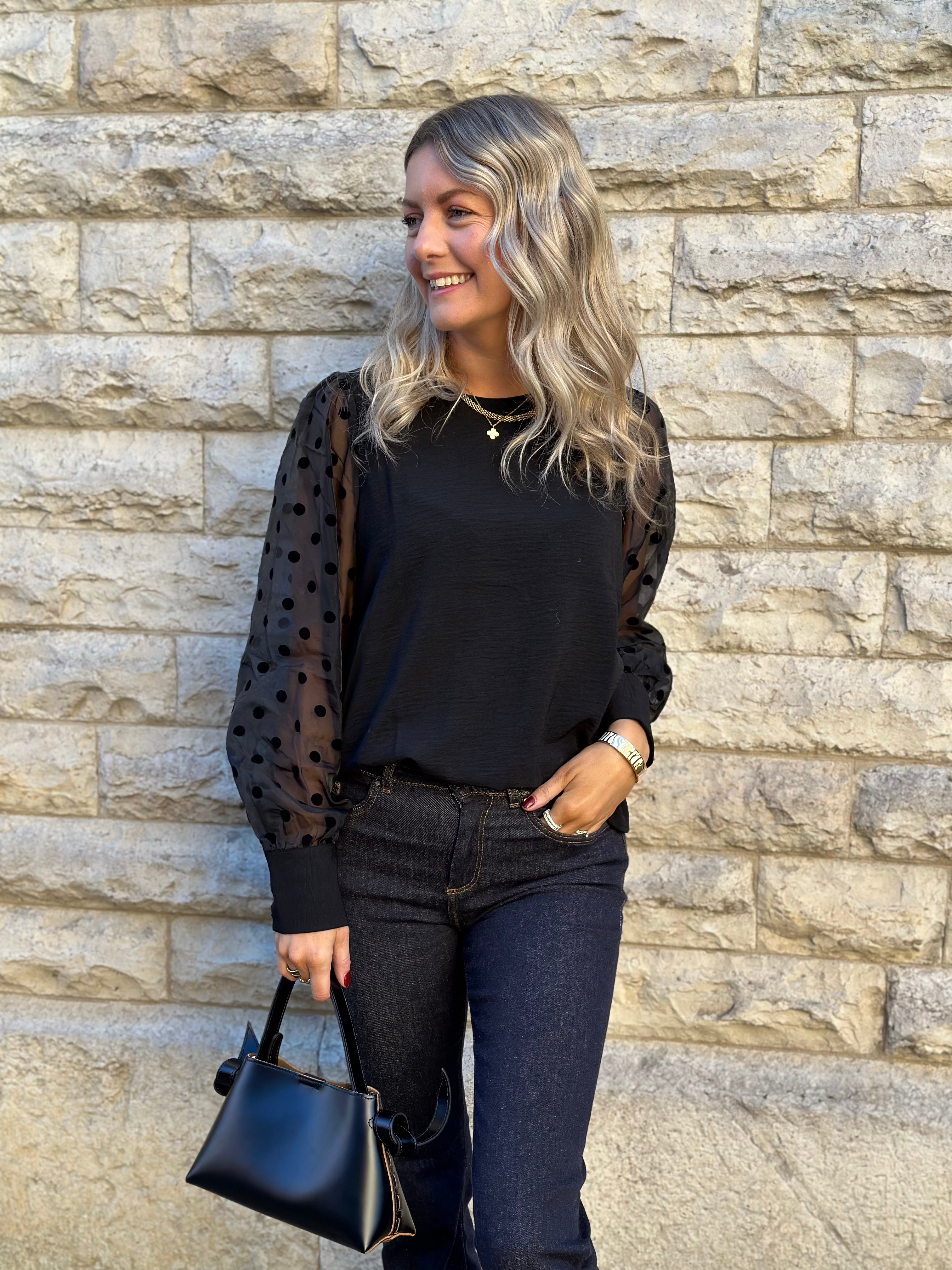 VEROMODA - ALVA DETAIL LS TOP - BLACK