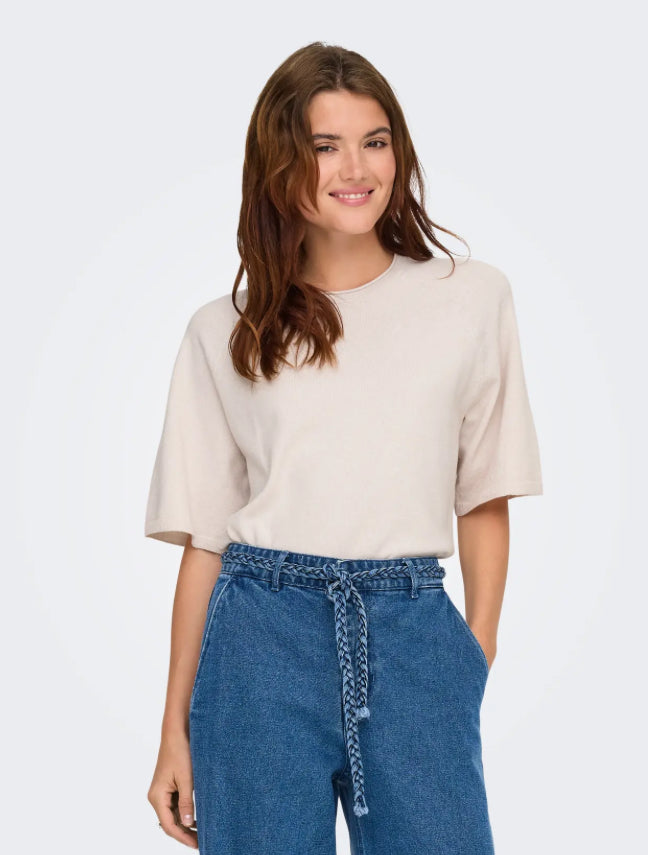 ONLY - LOYAL 2/4 O-NECK - MOONBEAM/MELANGE