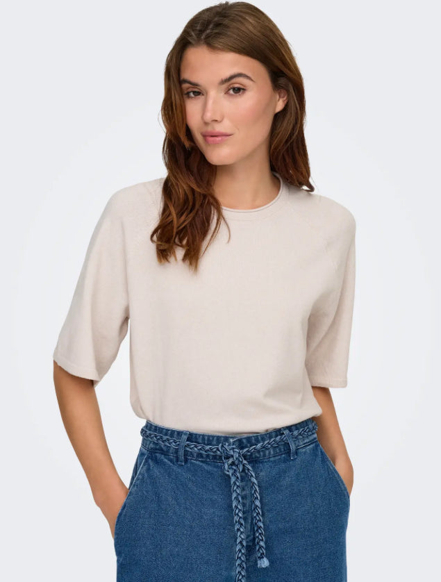 ONLY - LOYAL 2/4 O-NECK - MOONBEAM/MELANGE