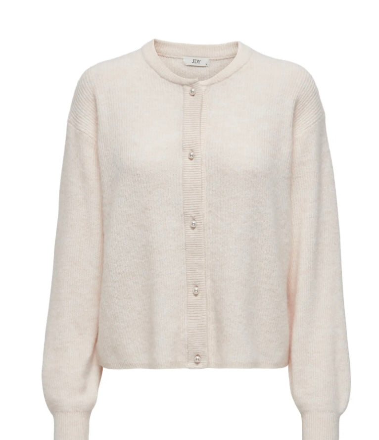JDY - LUMI LIFE L/S BUTTON CARDIGAN - BIRCH/MELANGE