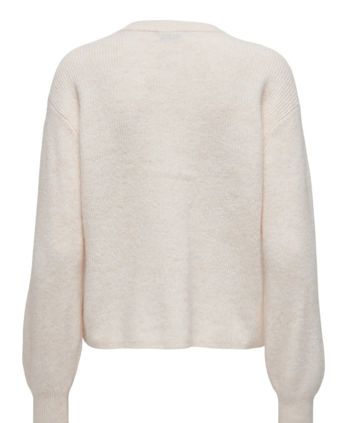 JDY - LUMI LIFE L/S BUTTON CARDIGAN - BIRCH/MELANGE