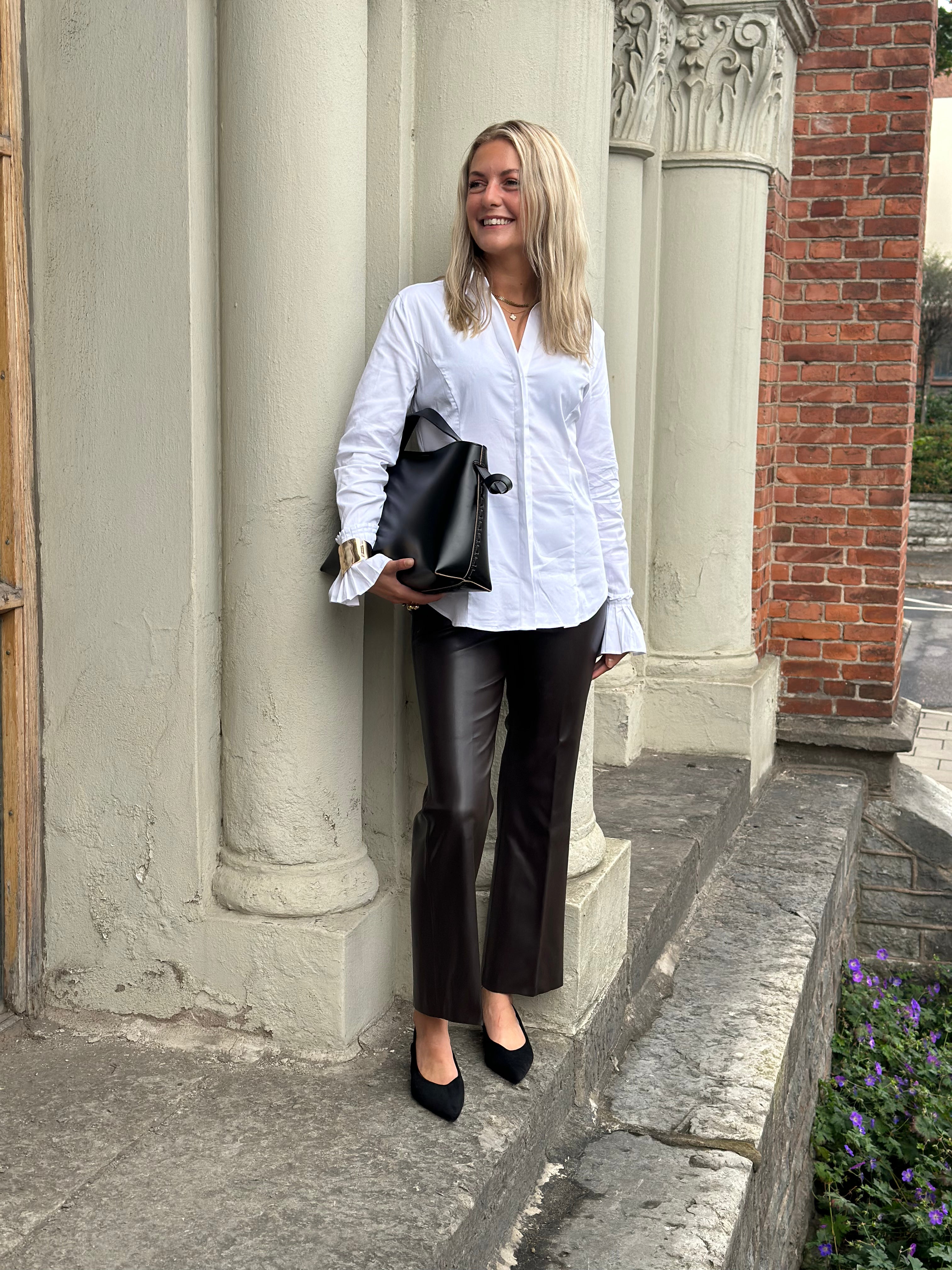 SOAKED - KAYLEE PU KICKFLARE PANTS - CHOCOLATE TORTE