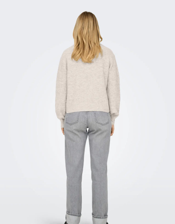 JDY - LUMI LIFE L/S BUTTON CARDIGAN - BIRCH/MELANGE