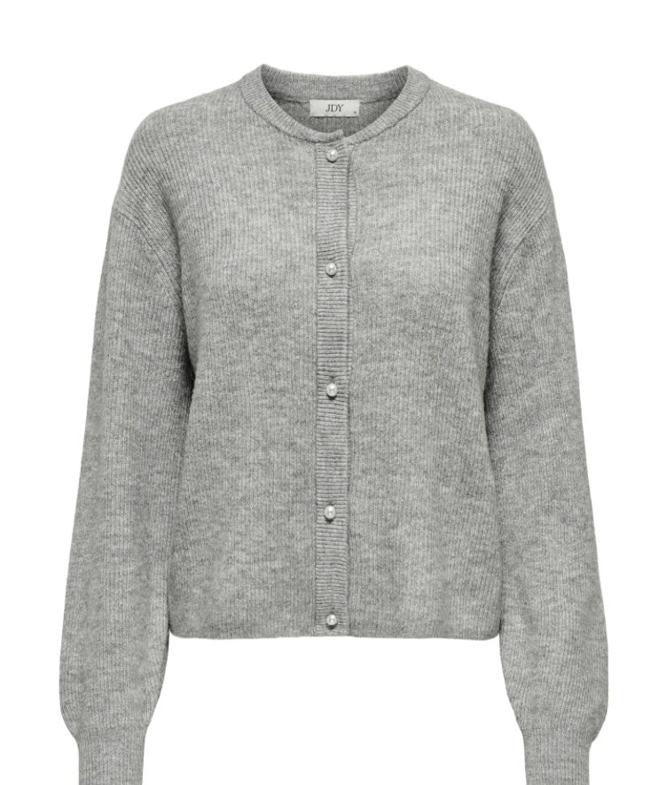 JDY - LUMI LIFE L/S BUTTON CARDIGAN - MEDIUM GREY/MELANGE