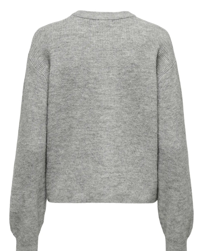 JDY - LUMI LIFE L/S BUTTON CARDIGAN - MEDIUM GREY/MELANGE