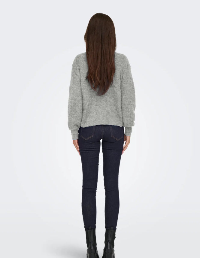 JDY - LUMI LIFE L/S BUTTON CARDIGAN - MEDIUM GREY/MELANGE