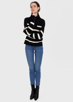 Ladda upp bild till gallerivisning, VERO MODA - SABA STRIPE LS HIGHNECK BLOUSE - BLACK/BIRCH
