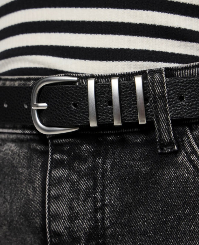 PIECES - LEA JEANS BELT - BLACK/SILVER