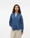 VEROMODA - MELANEY QUEENY LS SHIRT - DARK DENIM/MELANGE