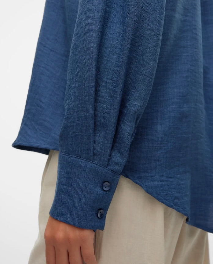 VEROMODA - MELANEY QUEENY LS SHIRT - DARK DENIM/MELANGE