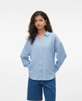 VEROMODA - MELANEY QUEENY LS SHIRT - CHAMBRAY BLUE/MELANGE