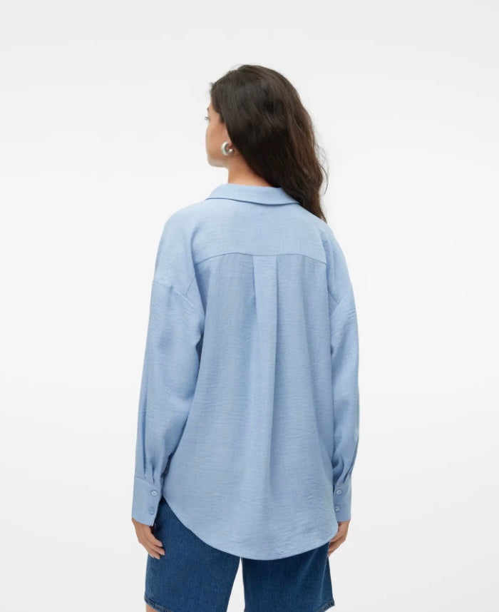 VEROMODA - MELANEY QUEENY LS SHIRT - CHAMBRAY BLUE/MELANGE