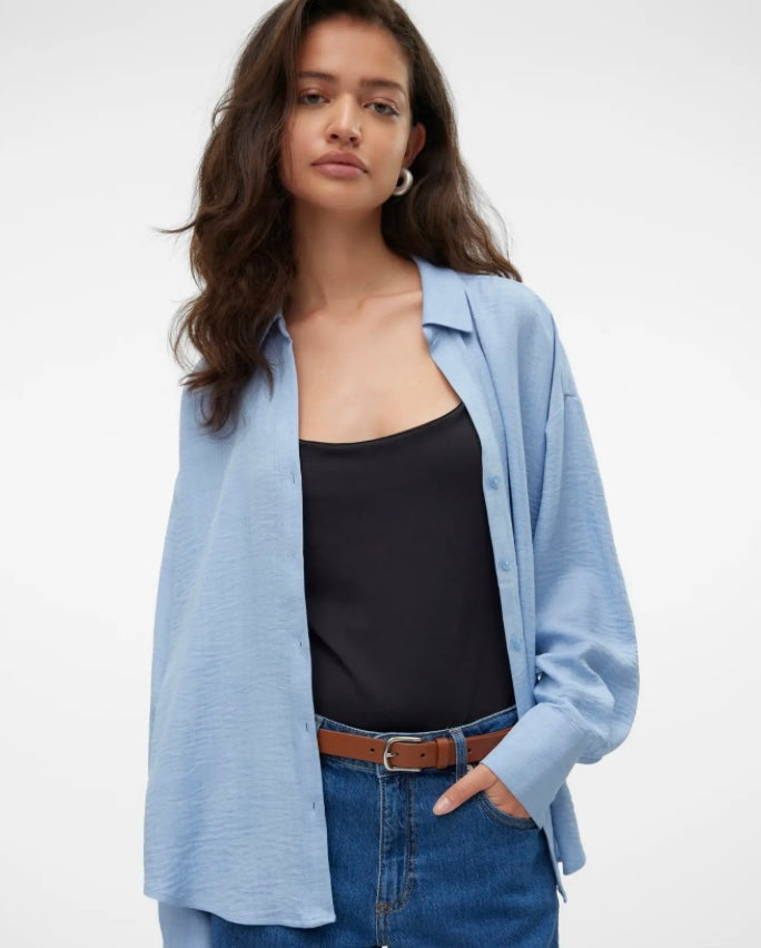VEROMODA - MELANEY QUEENY LS SHIRT - CHAMBRAY BLUE/MELANGE
