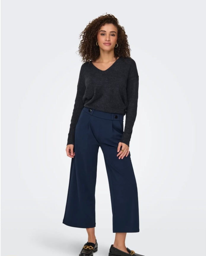 JDY - ELANORA L/S V-NECK PULLOVER - NIGHT SKY MELANGE