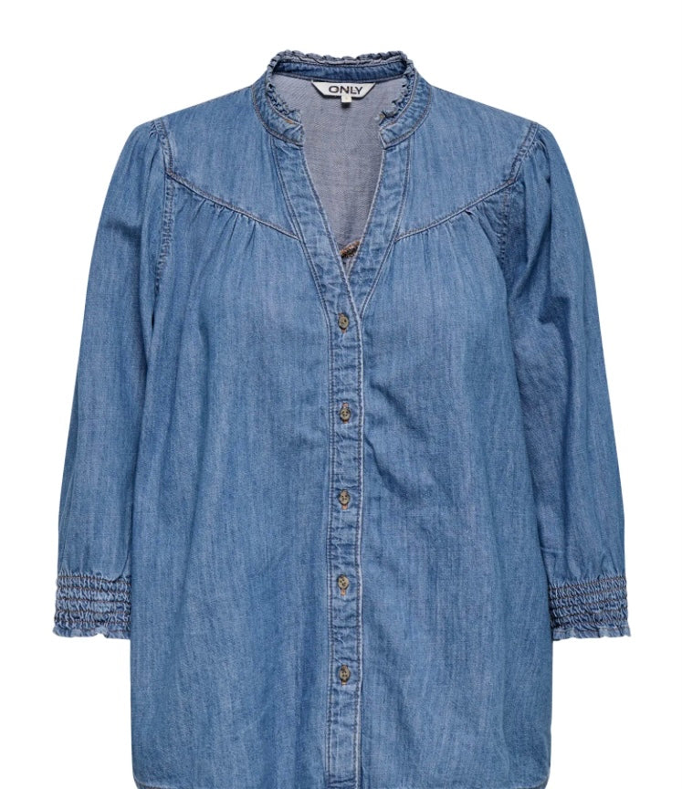 ONLY - RAYA 3/4 SHIRT - MEDIUM BLUE DENIM