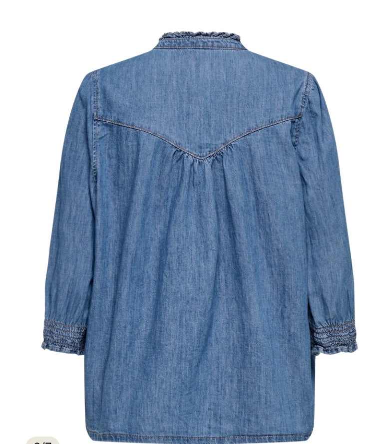ONLY - RAYA 3/4 SHIRT - MEDIUM BLUE DENIM