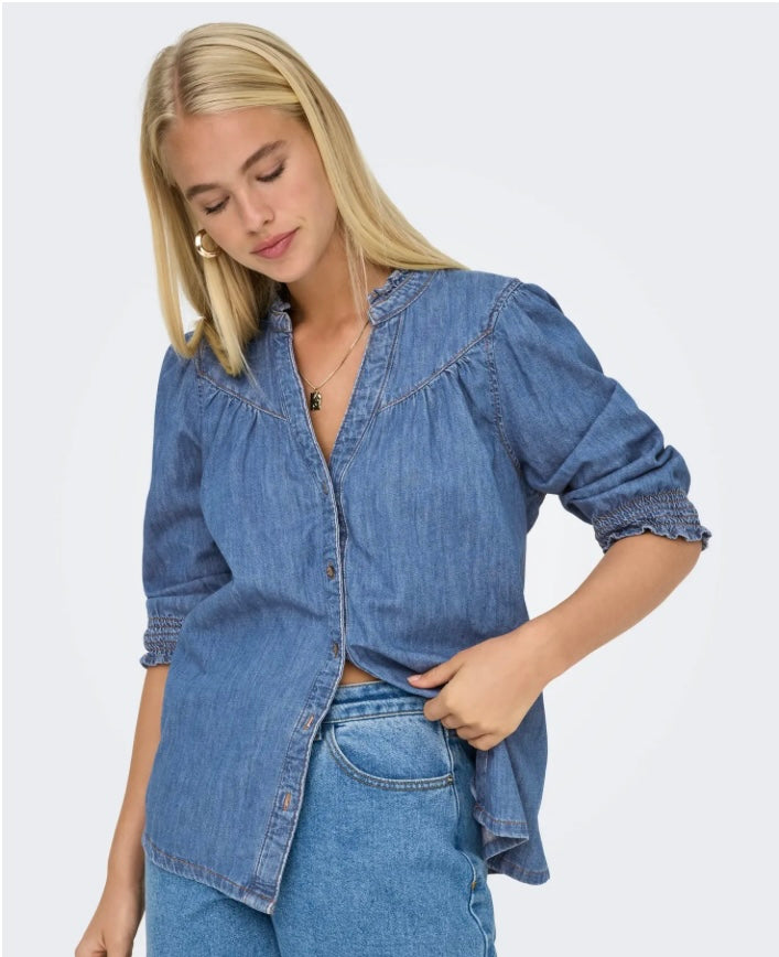 ONLY - RAYA 3/4 SHIRT - MEDIUM BLUE DENIM