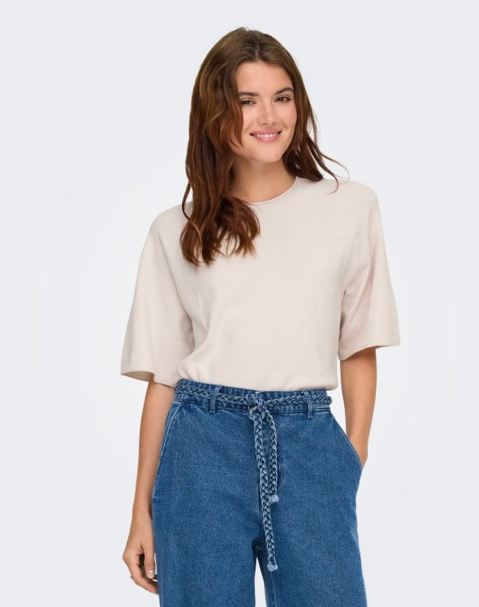 ONLY - LOYAL 2/4 O-NECK - MOONBEAM/MELANGE