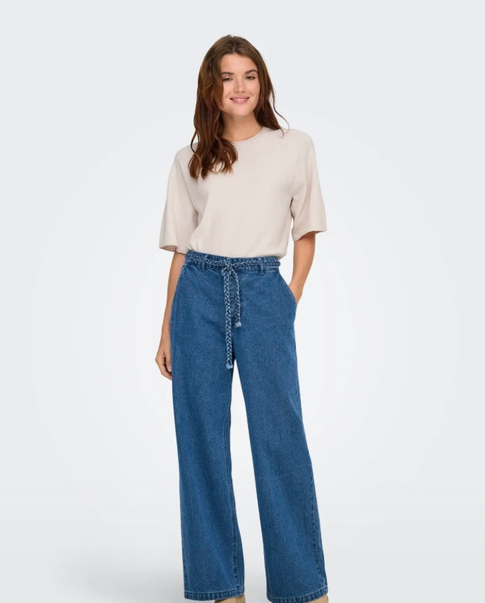 ONLY - LOYAL 2/4 O-NECK - MOONBEAM/MELANGE