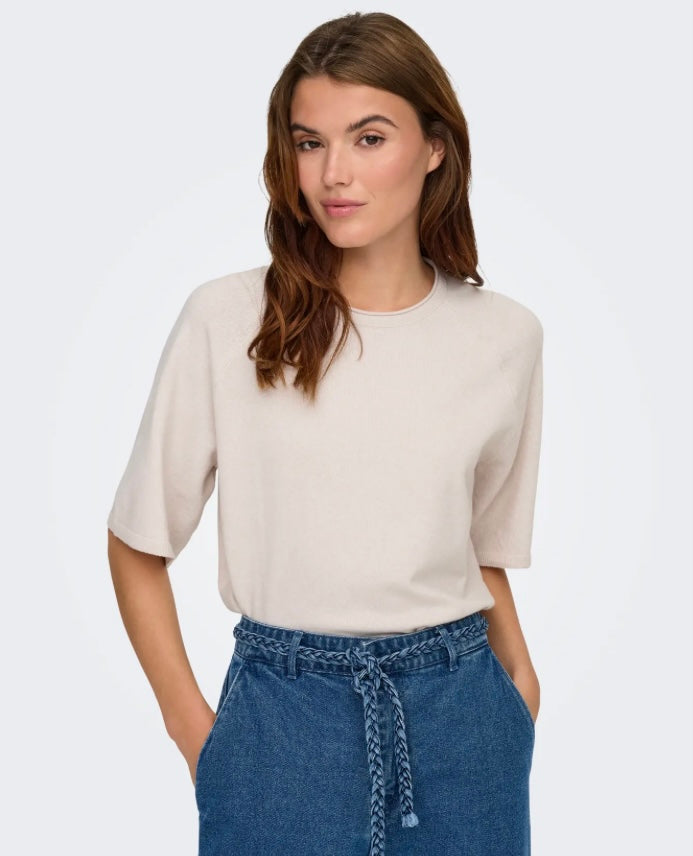 ONLY - LOYAL 2/4 O-NECK - MOONBEAM/MELANGE