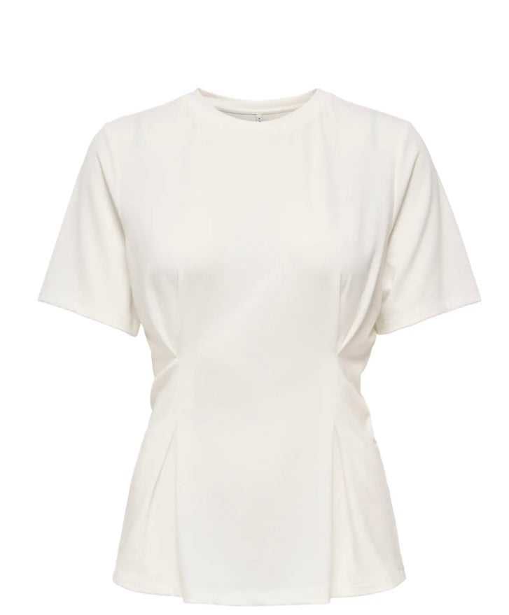 ONLY - ELENA S/S PLEATED TOP - CLOUD DANCER