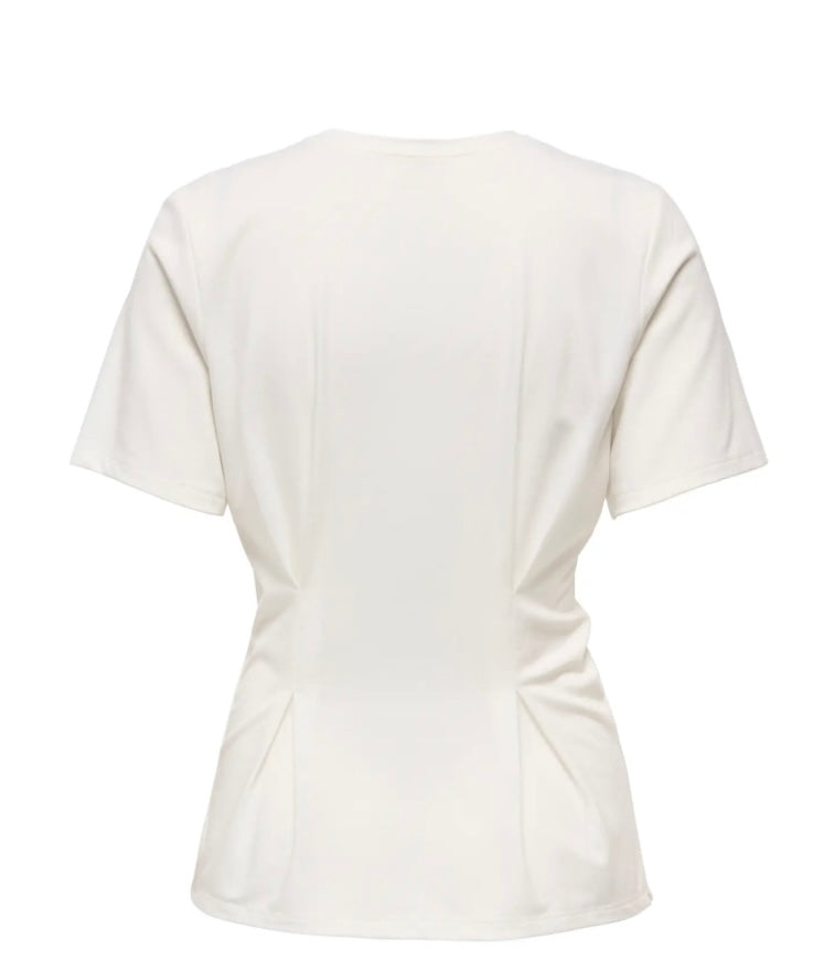 ONLY - ELENA S/S PLEATED TOP - CLOUD DANCER